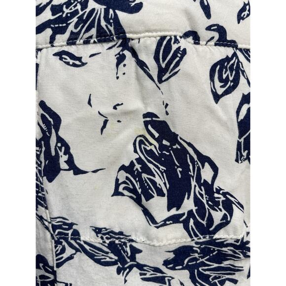 Vintage 80s Midi Shirt Dress Navy Floral Old Money Natutical Cottagecore Prep 12 - Picture 8 of 16